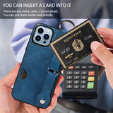 Apple iPhone 13 Pro Max Hand Strap PU Card Case Navy