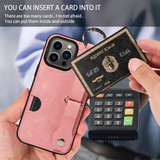 Apple iPhone 13 Pro Hand Strap PU Card Case Pink