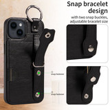 Apple iPhone 14 Hand Strap PU Card Case Black
