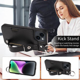 Apple iPhone 14 Hand Strap PU Card Case Black