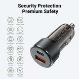 Acefast 60W PD+QC Super Fast Car Charger w/ Metallic & Transparent Body (B12)