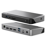 Alogic Usb C Triple 4K Docking Station With Power Delivery 100W 3 X Displayport 1 X Usb C 3 X Usb A 1 X 3.5Mm Audio 1 X Ethernet 1 X Sd Reader