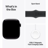 Apple Watch Series 10 GPS, 42mm Aluminum Case [ Black Sport Band S/M MWWE3 - Jet Black ]