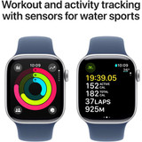 Apple Watch Series 10 GPS, 46mm Aluminum Case [ Denim Sport Band M/L  A2999 MWWM3 - Silver ]