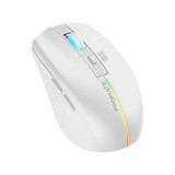 PROMATE Ergonomic Wireless Optical Mouse with LED Rainbow Lights & 500mAh Rechargable Battery. 10m Range. Plug & Play. Supports 800/1200/1600 DPI High Precision. Amidextrous Design. White Colour.