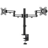 BRATECK 17-32" Dual Monitor Desk Articulating Mount Arm Bracket. Free-Tilting Design, Desk Clamp ONLY, 360 Rotary VESA Plate. VESA 75x75, 100x100, Load 8kgs Per. Built-in Cable Manage. Matte Black