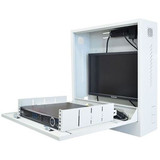 DATATEK Dual Lock Security Cabinet with 5 Outlet PDU & 2x Cooling Fans Supports up to 24 Inch Monitor & 2RU Equipment. Weight Cap up to 30Kgs, PDU Included, 2x Keys Included, Wall Mount. White Colour.