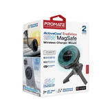 PROMATE 15W ActiveCool Cradleless Magsafe Compatible Wireless Charger Mount. Includes Gooseneck Dash & AC Vent Mount. Cools Device upto 15c, 360 Rotatable Design, Anti-Shake Design.