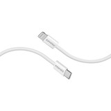 PROMATE 1.2m 27W PD USB-C to Lightning Connector Cable. Fabric Braided Cable, 25000 Bend Lifespan, White Colour  