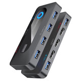 PROMATE KVM Switch with 4x USB-A 3.0 5Gbps Outputs & 4x HDMI UHD 4K@60Hz Ports. Control, Switch & Manage Multiple Inputs, One Click Switching, Control 2x PC''s, Dual HDMI Input.