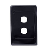 AMDEX Switch Plate ONLY. 2 Gang Wall Face Plate (Accepts Clipsal Style Mechs). Black   