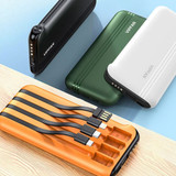 Vipfan 2.1A Power Bank w/ 2 USB, 4 Built in Cables (10000mAh) (F10) Black 