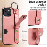 Apple iPhone 13 Hand Strap PU Card Case Pink