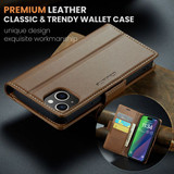 Apple Iphone 15 Plus      Pu Wallet Case    [Brown]