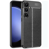 Samsung Galaxy S24 Fe      Leather Texture Case    [Black]