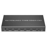 LENKENG 2x2 HDMI Videowall Controller - 1x HDMI In, 4x HDMI Out, 1920x1200@60Hz, 1080P Support, RS-232/Dip Switch Control, Audio Out - LKV-2X2HDMI