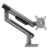 BRATECK 17-32" Premium Slim Aluminium Spring-Assisted Desk Mount Monitor Arm with Quick Release VESA Plate, 180 Rotation Stop, Cable Management - Grey (LDT49-C012-SG)