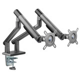 BRATECK 17-32" Dual Premium Slim Aluminium Spring-Assisted Desk Mount Monitor Arm with Quick Release VESA Plate, 180 Rotation Stop, Cable Management - Grey (LDT49-C024-SG)