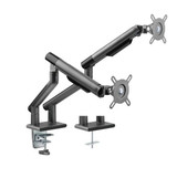 BRATECK 17-32" Dual Premium Slim Aluminium Spring-Assisted Desk Mount Monitor Arm with Quick Release VESA Plate, 180 Rotation Stop, Cable Management - Grey (LDT49-C024-SG)