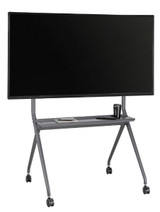 BRATECK 50-86" Heavy-Duty Studio TV Cart/Trolley - Supports 120Kgs, 75mm Caster Wheels, Adjustable Shelf & Hooks, Height Adjustable, Gunmetal Grey - Product Code TTF15-68FW