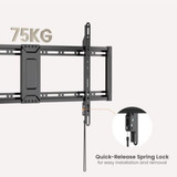 BRATECK 43"-95" Fixed Slim TV Wall Mount. Supports Up to 75Kgs. Automatic Spring Locks with Quick Release Cords, Open Architecture, VESA Support Up to 800x400, 29mm Profile, Includes Bubble Level.