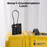 PROMATE TSA Luggage Lock with Smart Precision Tracking Tag. Works with Apple Find My APP, Built-in Rechargable Battery, Prescise Positioning, Cut Resistant Steel Shackle, Works with Siri.