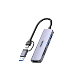 UNITEK 5-in-1 5Gbps USB Multi-Port Hub with USB-C/A Connector. Includes 3x USB-A Ports & SD Card. 5Gbps Data Transfer Speed, Premium Aluminum Design, Universal Compatibility, Space Grey Colour.