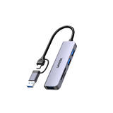 UNITEK 5-in-1 5Gbps USB Multi-Port Hub with USB-C/A Connector. Includes 3x USB-A Ports & SD Card. 5Gbps Data Transfer Speed, Premium Aluminum Design, Universal Compatibility, Space Grey Colour.