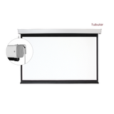 BRATECK 130" 16:9 Electric Projector Screen with Remote. 160° Viewing Angle, 4-Side Black Masking Borders, Cleanable Screen Material, Silent Tubular Motor, 1.0 Gain, View Size 3x1.68m