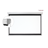 BRATECK 130" 16:9 Electric Projector Screen with Remote. 160° Viewing Angle, 4-Side Black Masking Borders, Cleanable Screen Material, Silent Tubular Motor, 1.0 Gain, View Size 3x1.68m