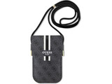 Guess 4G Printed Stripes Phone Bag w/Cord Strap - Black