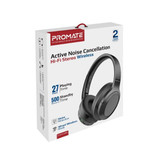 PROMATE Stereo Bluetooth Wireless Active Noise Cancelling Over-ear Headphones (CONCORD-BLK)