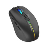 PROMATE Ergonomic Wireless Optical Mouse w/ LED Rainbow Lights & 500mAh Rechargable Battery (KITT-BLK)