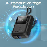 PROMATE 10000mAh Ultra Compact 35W SuperSpeed Power Bank Built-in USB-C & Lightning Cables. 35W (POWERPOD-10-BLK)