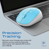 PROMATE Ergonomic Wireless Mouse 800/1200/1600 Dpi 10m Working Range Blue (TRACKER-BL)