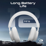 PROMATE HiFi Stereo Wireless Over Ear Ergonomic Headphones. Up to 12 Hours Playing Time (TAKT-WHT)