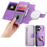 Universal Magnetic Detachable Flip Wallet Case (FLP) [ Large 6.9 inch - Purple ]