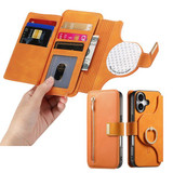 Universal Magnetic Detachable Flip Wallet Case (FLP) [ Medium 6.7 inch - Orange ]