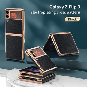 Samsung Galaxy Z Flip3 5G Electroplating Cross (Black) Hard PC Case