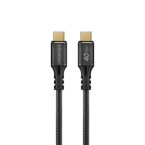 PROMATE 1M USB-C to USB-C Cable. Supports Thunderbolt 3, 240W Super Speed Fast Charging, 40Gbps Data, & 8K@60Hz Res. Nylon Braided. Protects Against Over Charging. Black Colour.