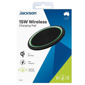 JACKSON 15W Qi Wireless Fast Charging Pad for Qi Certified Devices.