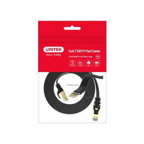 UNITEK 10m CAT 7 Black Flat SSTP 32AWG Patch Lead in PVC Jacket.
