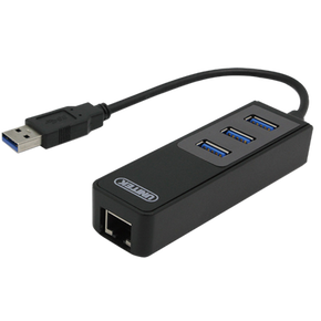 UNITEK USB-A 3.0 3-Port Hub with RJ45 Gigabit Ethernet Port.