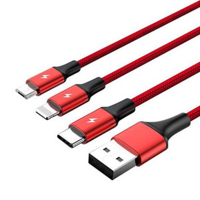 UNITEK 1.2m USB 3-in-1 Charge Cable. Integrated USB-A to Micro-B, Lightning Connector & USB-C Connector.