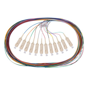 DYNAMIX 2M SC Pigtail OM1 12x Pack Colour Coded - 62.5/900um Multimode Fibre - Tight Buffer LSZH Jacket