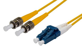 DYNAMIX 0.5M 9u LC/ST Duplex Single Mode G657A1 Bend Insensitive Fibre Lead. Yellow LSZH Jacket
