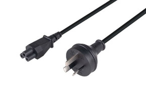 DYNAMIX 2M 3-Pin to C5 Clover Shaped Female Connector 7.5A. SAA approved Power Cord. 0.75mm copper core. BLACK Colour.