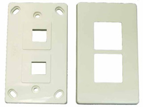 DYNAMIX Dual Port RJ45 Keystone Face Plate - 2x piece. Horizontal Mount.
