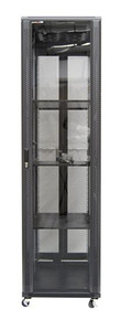 DYNAMIX 45RU Server Cabinet 1200mm Deep (600 x 1200 x 2210mm) Includes 3x Fixed Shelves - 4x Fans - 25x Cage Nuts - 4x Castors & 4x Level Feet. 800kg static load. Glass front door mesh rear door. 6-Way PDU installed