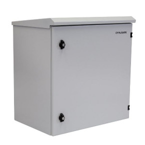 DYNAMIX 12RU Outdoor Wall Mount Cabinet 611x425x640mm (WxDxH). IP65 Rated with Lockable Front Door No Fans or Filters. Wall Mount Included. Made from Rolled Steel. Grey Colour.